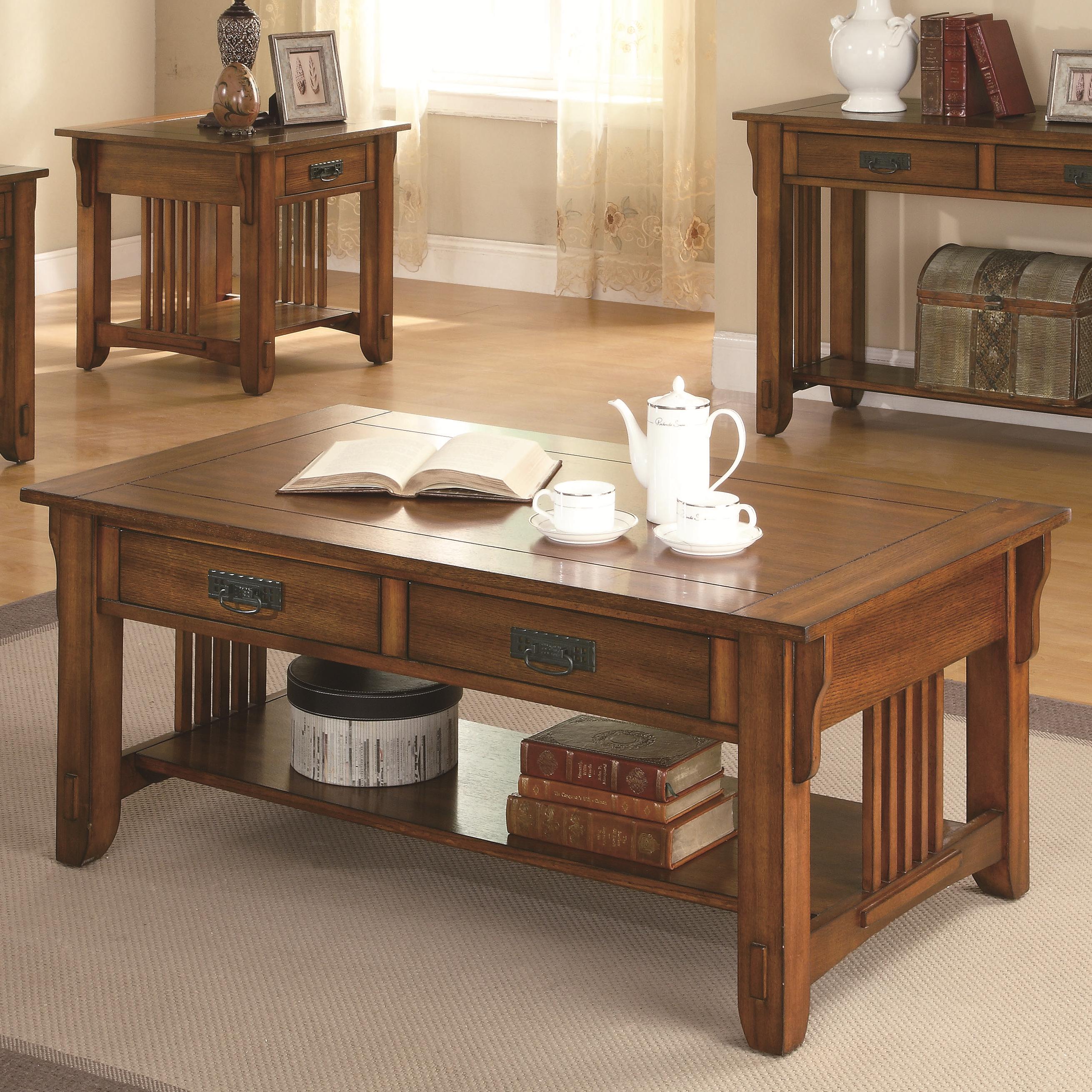 Coaster Occasional Group 702008 2 Drawer Coffee Table with Shelf Del